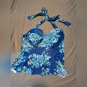 Floral Blue Women's Tankini Top